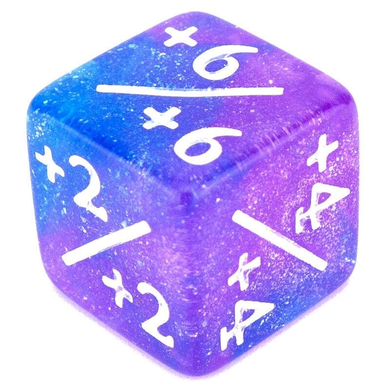 1 dice 6 positive glitter modifier - Purple & Light Blue
