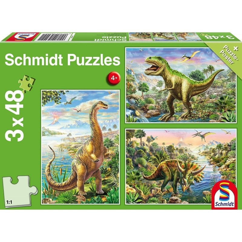 Puzzle 3x48 pièces - Dinosaures
