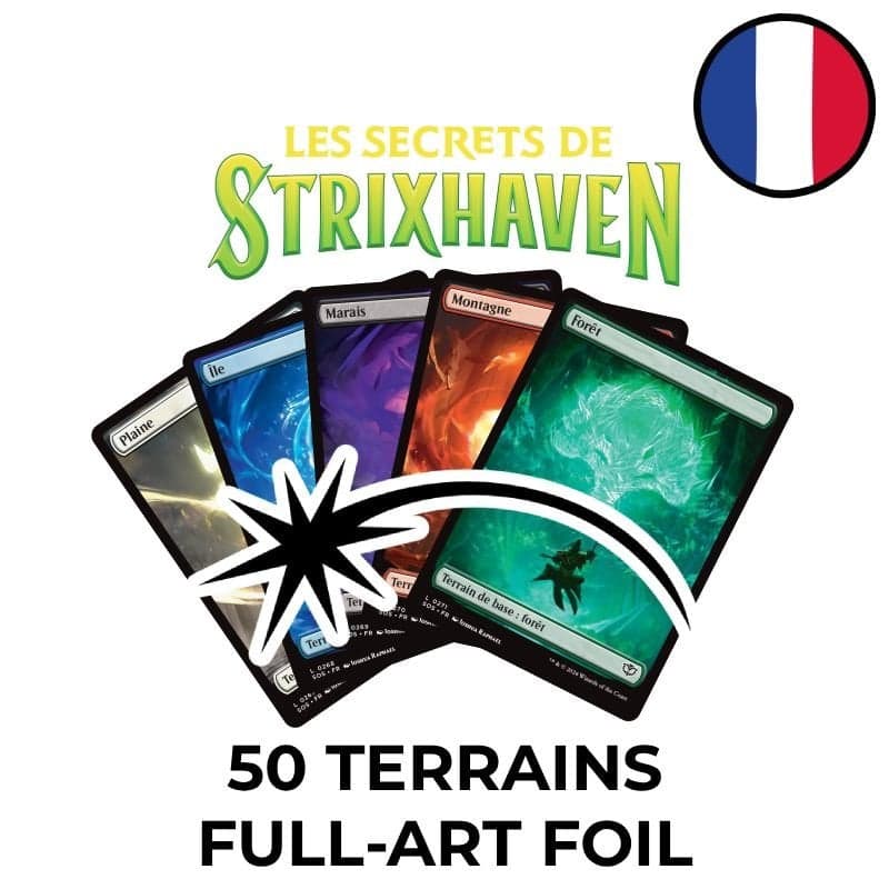 Lot de 50 terrains de base Full-Art Foils Les Secrets de Strixhaven - Magic FR