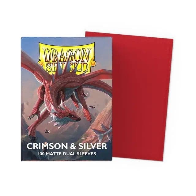 100 Pochettes Dual Matte Format Standard Crimson & Silver - Dragon Shield