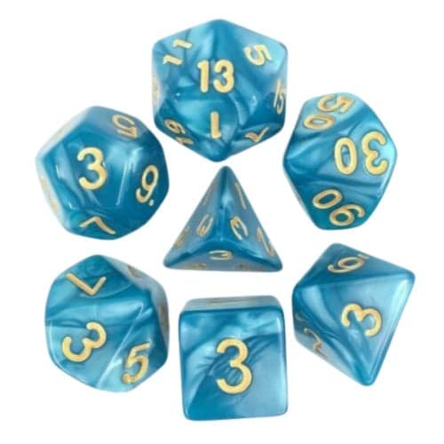 Lot de 7 dés - Bleu nacré et Or - Epic Forge