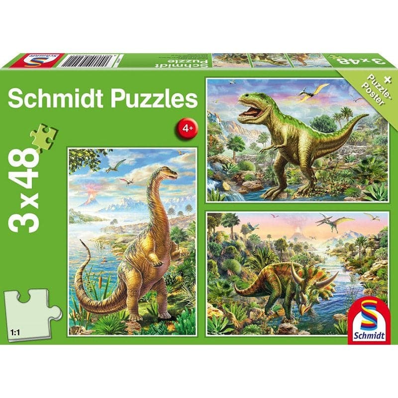 Puzzle 3x48 pièces - Dinosaures