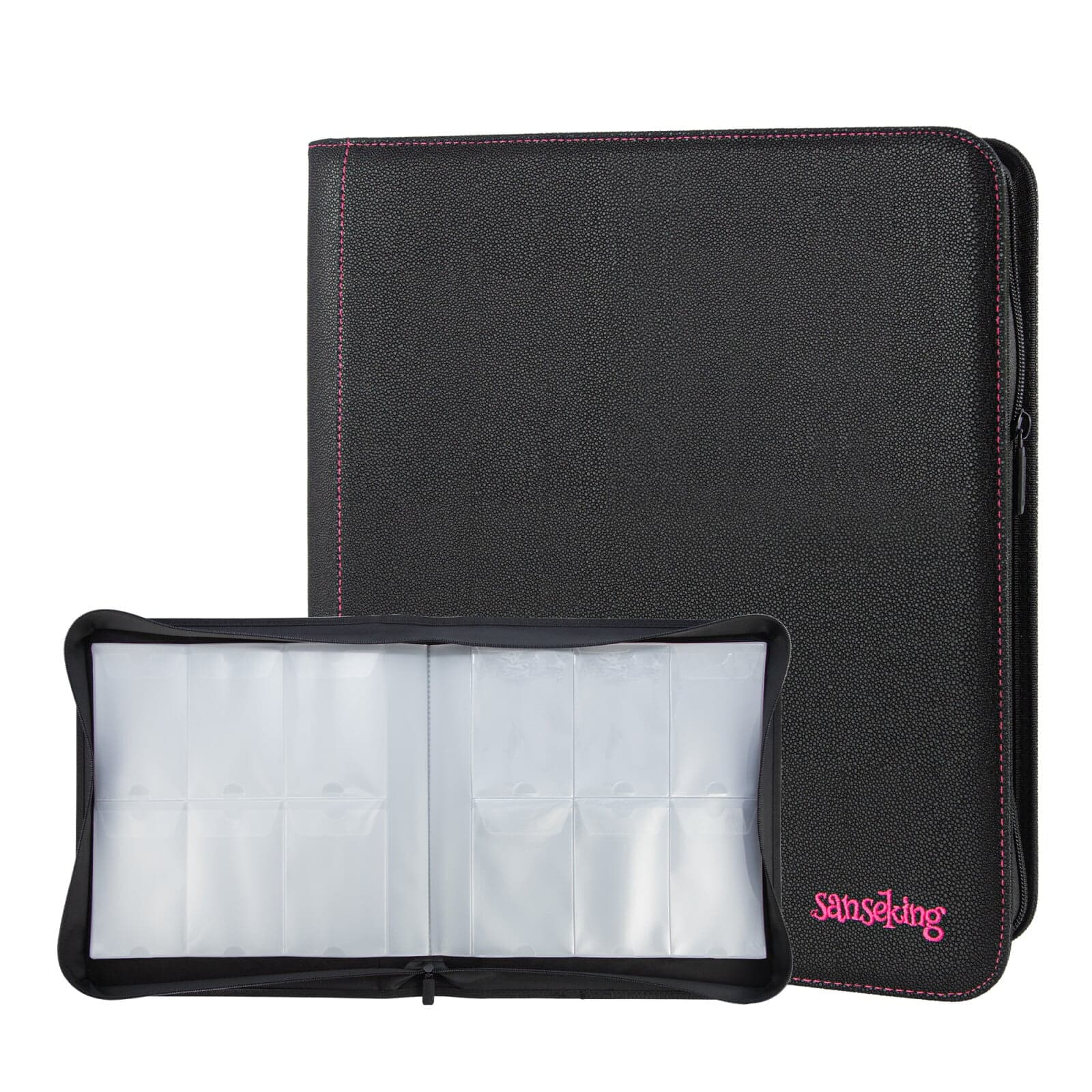 Portfolio 6-pocket Noir pour cartes gradées et boosters avec fermeture Zip - Sanseking