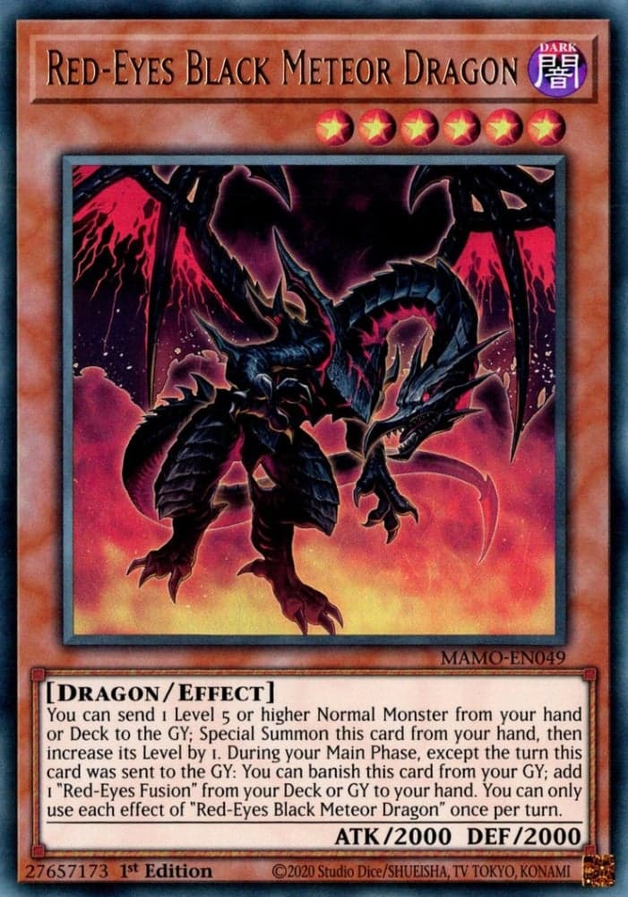 Dragon Météore Noir aux Yeux Rouges