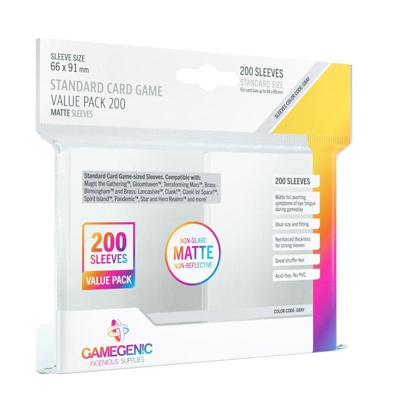 200 Pochettes Matte Non-Glare Value Pack Standard transparents - Gamegenic