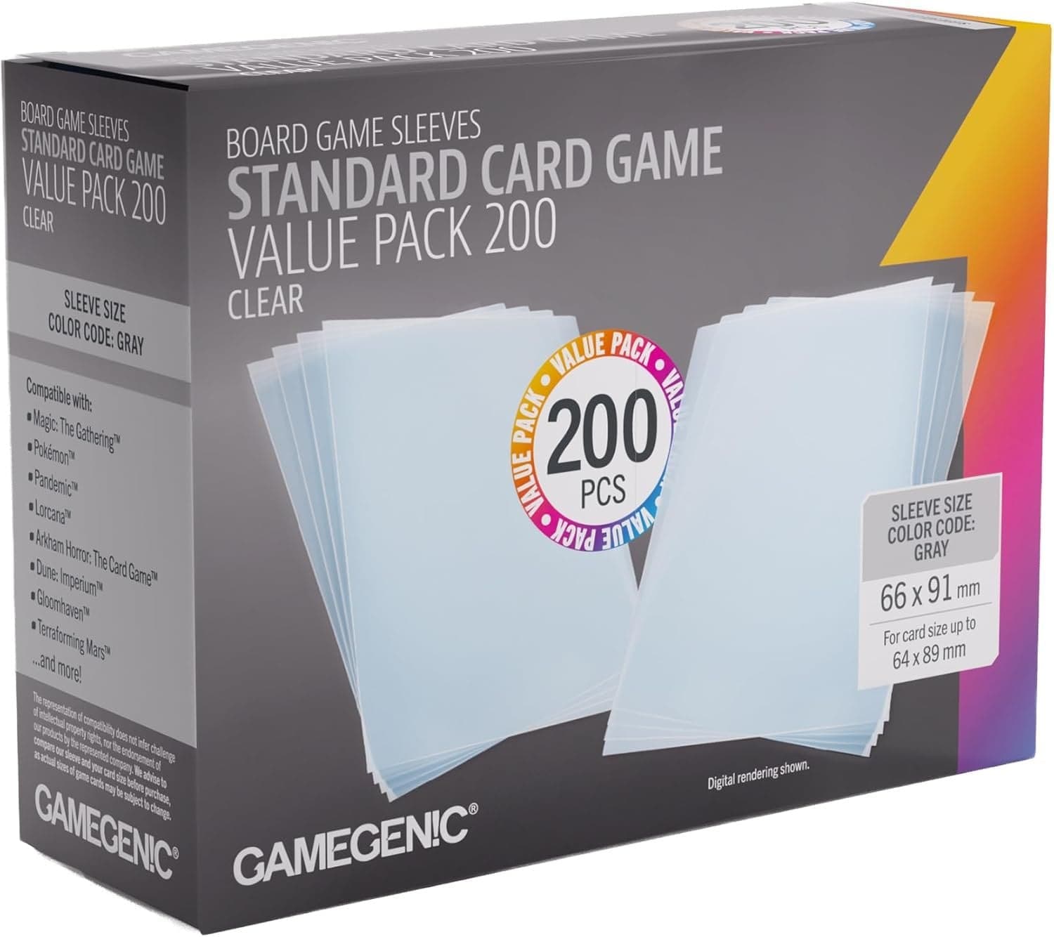 200 Pochettes Value Pack Standard transparentes (Nouveau Packaging) - Gamegenic