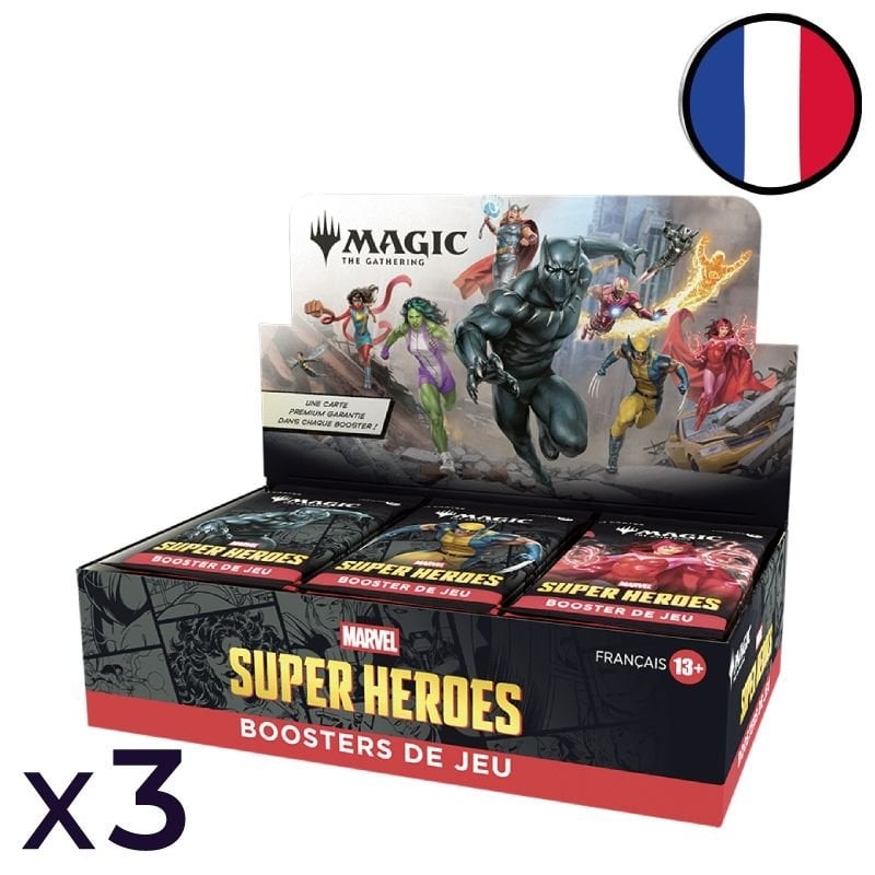 Lot de 3 boites de 30 boosters de jeu Marvel Super Heroes - Magic FR
