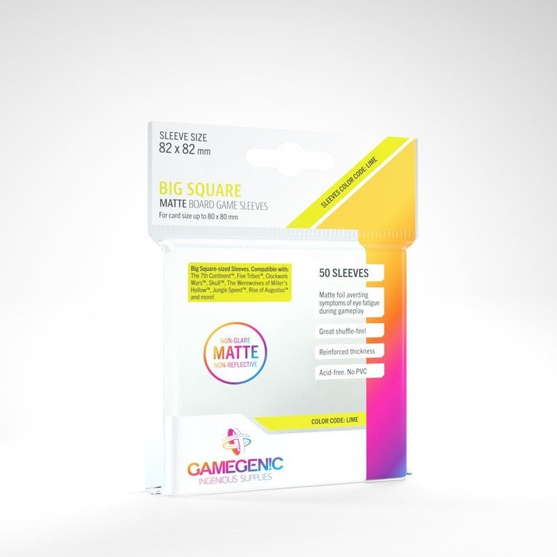 50 Matte Non-Glare Big Square-Sized Sleeves 82 x 82 mm - Gamegenic
