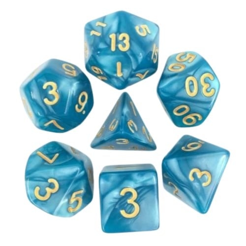 Lot de 7 dés - Bleu nacré et Or - Epic Forge
