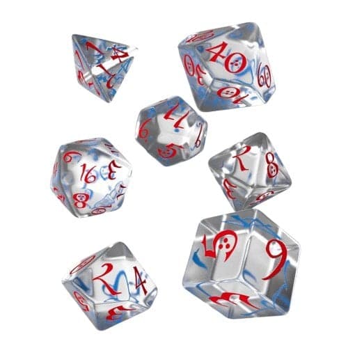 Set de dés Classic RPG Transparent Bleu et Rouge - Q-Workshop