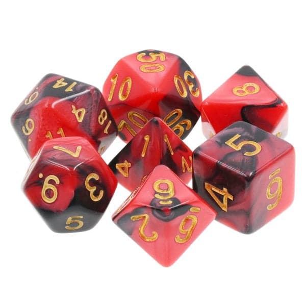 Lot de 7 dés - Rouge et Noir mélange de couleurs - Epic Forge