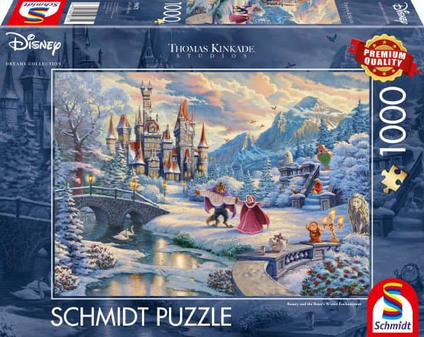 Puzzle 1000 pièces Disney - Kinkade - la Belle et la Bête Enchantement Hivernal (Schmidt)