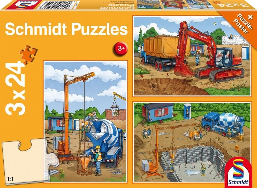 Jigsaw Puzzle 3x24 Pieces - The Construction Site - Schmidt