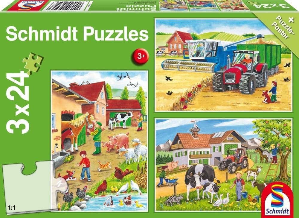 Jigsaw Puzzle 3x24 Pieces - On the Farm - Schmidt