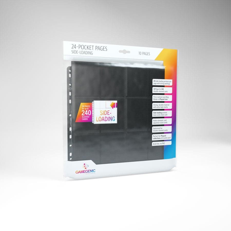 Set of 10 24-Pocket Pages Side-Loading Black - Gamegenic