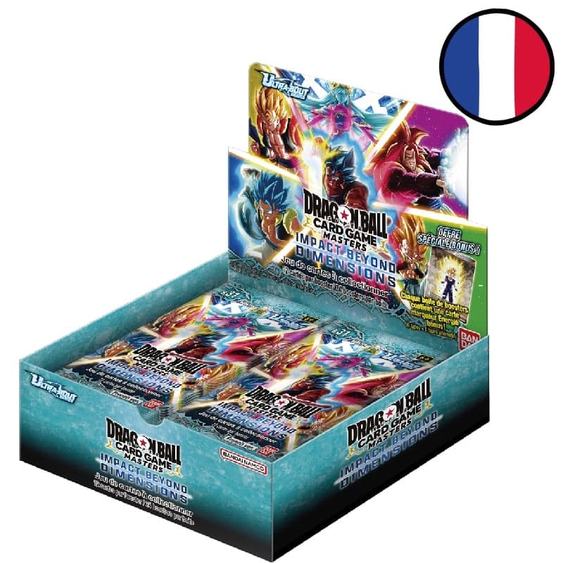 Display of 24 Ultra Bout 04 Impact Beyond Dimensions booster packs - Dragon Ball FR