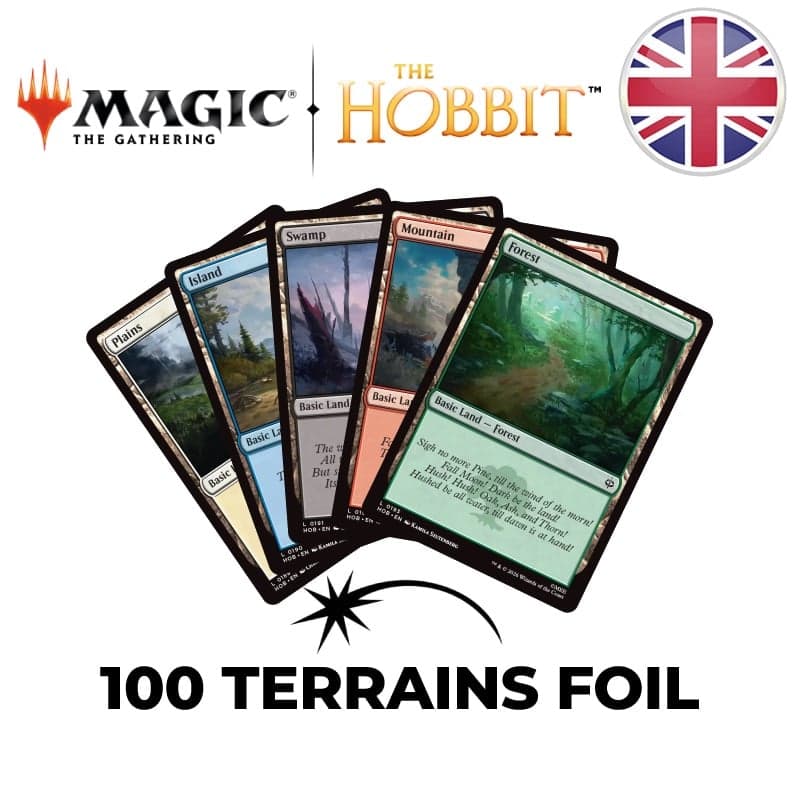 Lot de 100 terrains de base Foils Le Hobbit - Magic EN