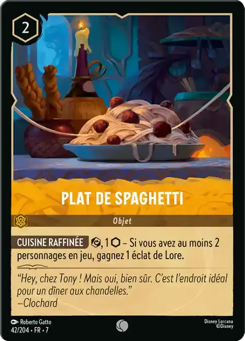 carte plat de spaghetti lorcana