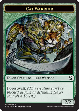Cat Warrior (2//2, forestwalk) // Thopter (1//1, flying)