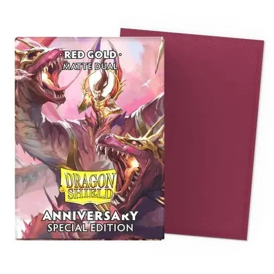 100 Pochettes Dual Matte Format Standard Red Gold - Dragon Shield