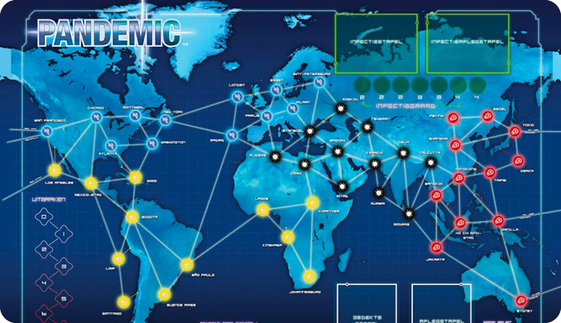 le plateau de jeu de Pandemic