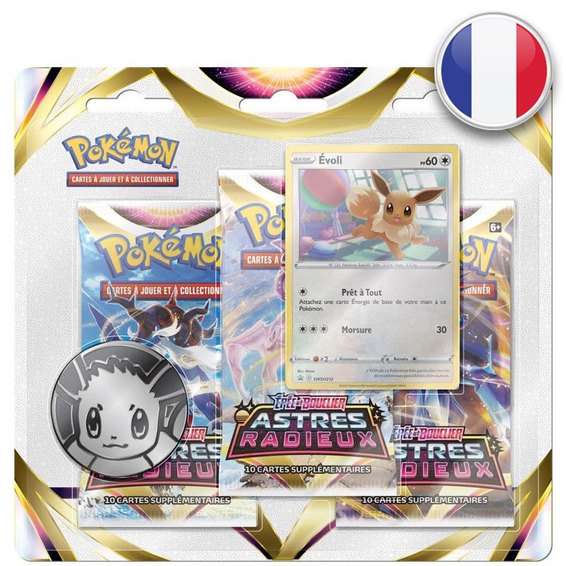 Tripack Évoli Épée et Bouclier : Astres Radieux - Pokémon FR - Acheter vos  produits Pokémon - Playin by Magic Bazar