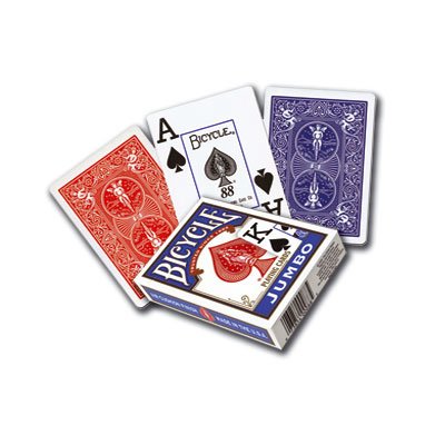 2 jeux de 54 cartes pour Rami, dos rouge et bleu