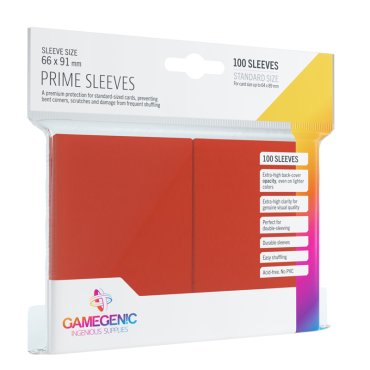 100 pochettes prime 66x91 mm rouge gamegenic 