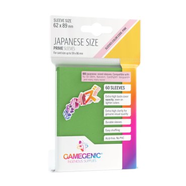 60 pochettes prime format japonais 62x89 mm green gamegenic 
