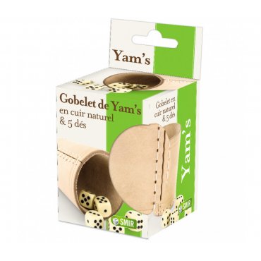 gobelet de yam s en cuir naturel avec 5 des 