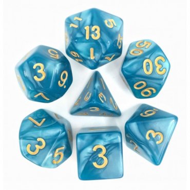 lot de 7 des bleu nacre et or 87995 hd dice 