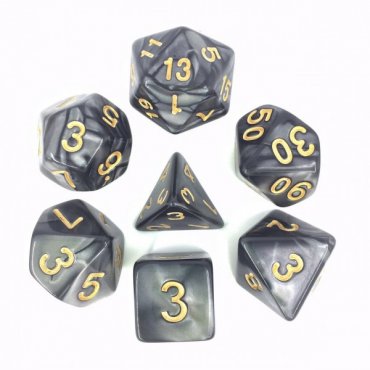 lot de 7 des noir nacre et or 87994 hd dice 