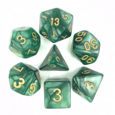 lot de 7 des vert nacre et or 87996 hd dice 