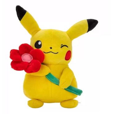 peluche pokemon edition st valentin pikachu avec une fleur 20 cm 