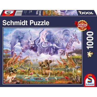 Puzzle 1000 pièces - Animaux autour d'un point d'eau - Acheter vos Jeux de  société en famille & entre amis - Playin by Magic Bazar