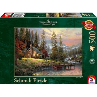 puzzle schmidt 500 pieces kinkade maison en montagne 