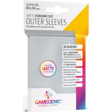 sachet de 50 sur over sleeves matte outer sleeves matte standard size gamegenic 