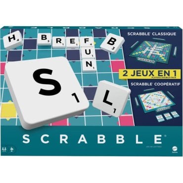 scrabble 2 jeux en 1 jeu mattel boite de jeu 