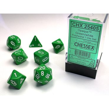 set de 7 des chessex vert et blanc 