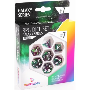 set de 7 des rpg galaxy series aurora gamegenic boite 