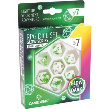 set de 7 des rpg glow series toxic stones gamegenic ggs50029ml 