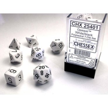 set de des opaque blanc et noi chessex 