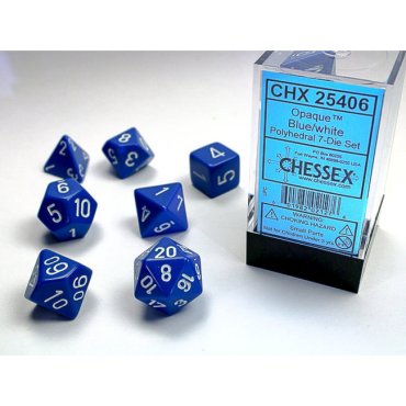 set de des opaque bleu et blanc chessex 