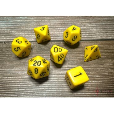 set de des opaque jaune et noir chessex 