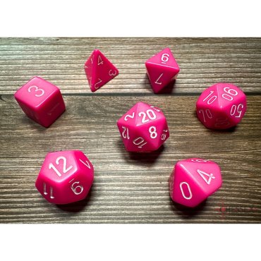 set de des opaque rose et blanc chessex 