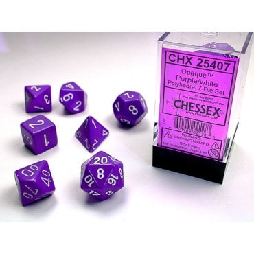 set de des opaque violet et blanc chessex 