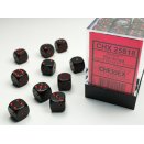 Set de 36 dés D6 12mm Polyhédraux opaque Noir et Rouge - Chessex