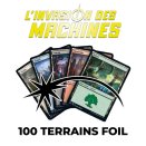Lot de 100 terrains de base Foils L'Invasion des machines - Magic