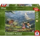 Puzzle 1000 pièces Disney - Kinkade : Mickey et Minnie dans les Alpes