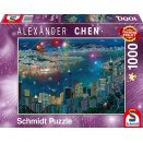 Puzzle 1000 pièces - Chen : Feu d’artifice sur Hong Kong